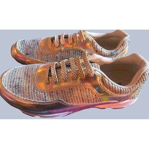 Womens Bamboo Slip-On Comfort Sneakers Gold/Silver Fashion Size 9